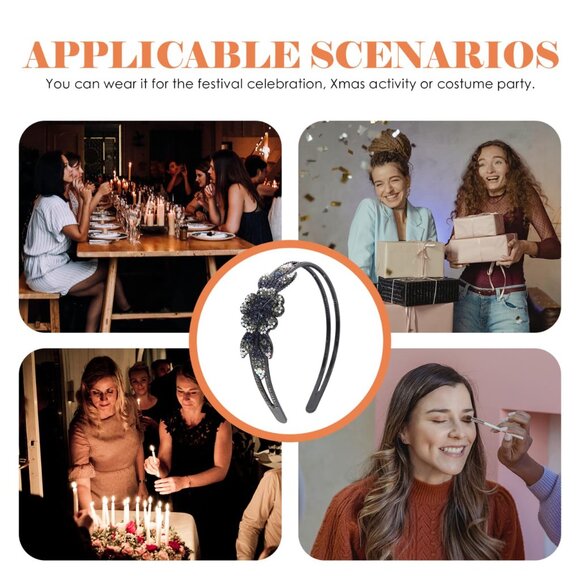 Sparkly Rhinestone Hair Hoop with Teeth Comb Non Slip Wide Headband for Women - Picture 8 of 9